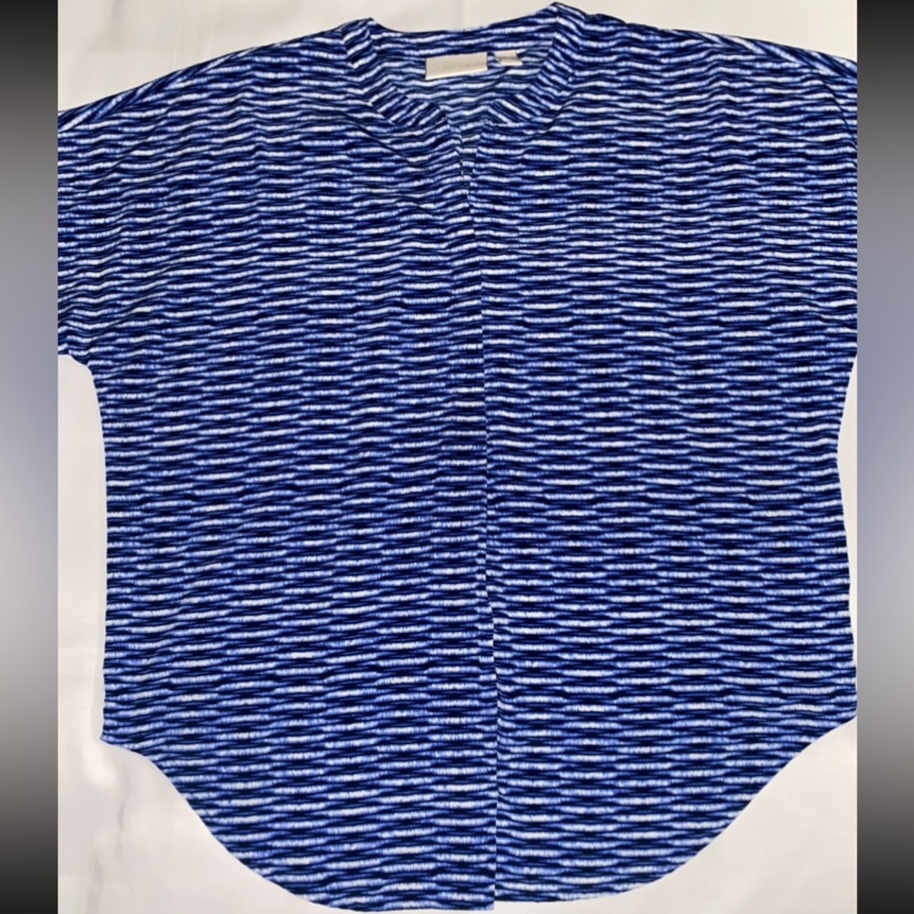 Chico’s Striped Patterned Short Sleeve Quarter Bu… - image 4